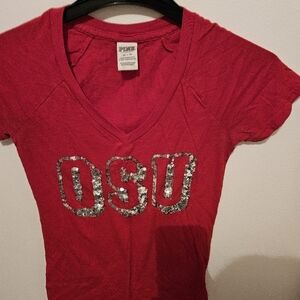 Red OSU Women's V-Neck Top